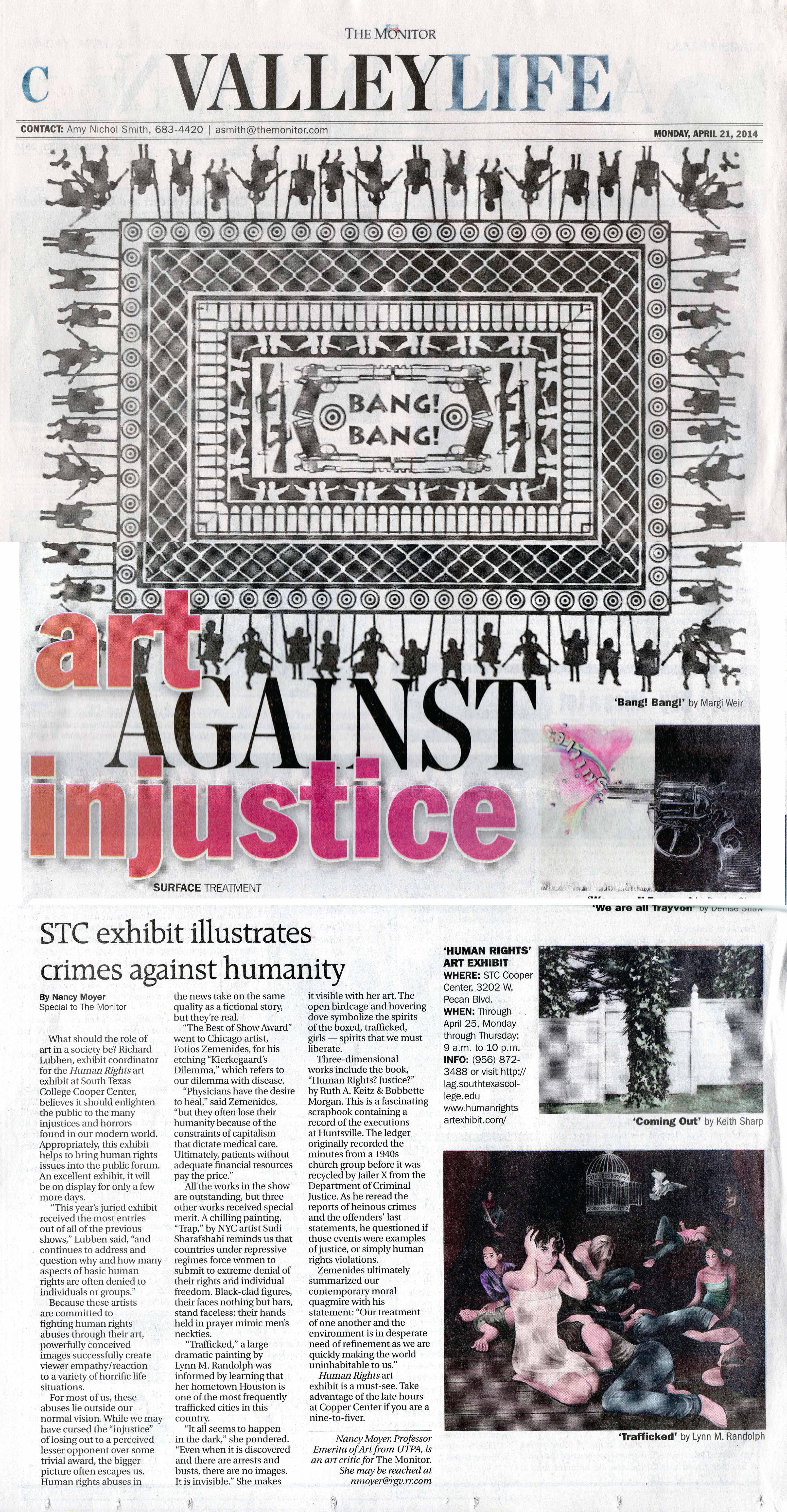 The Monitor, Valley Life: Art Against Injustice, April 2014