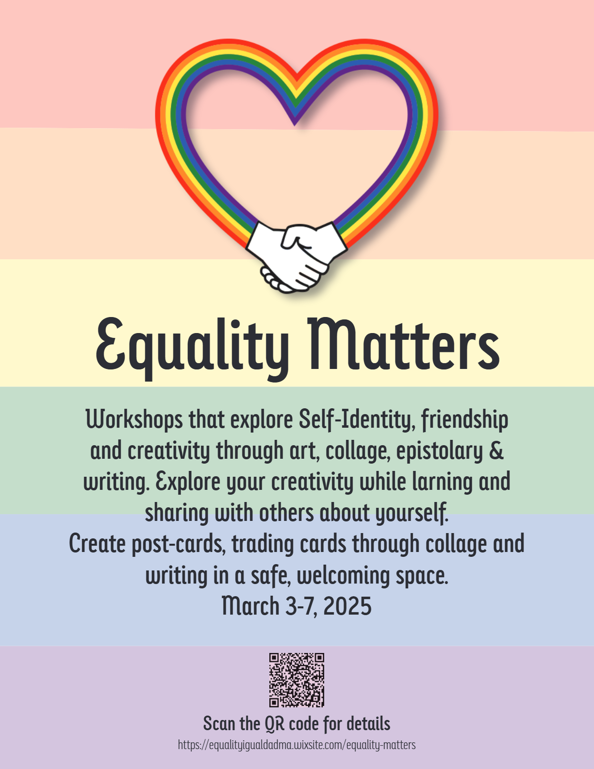 Pedro Perez, Equality Matters workshops flyer